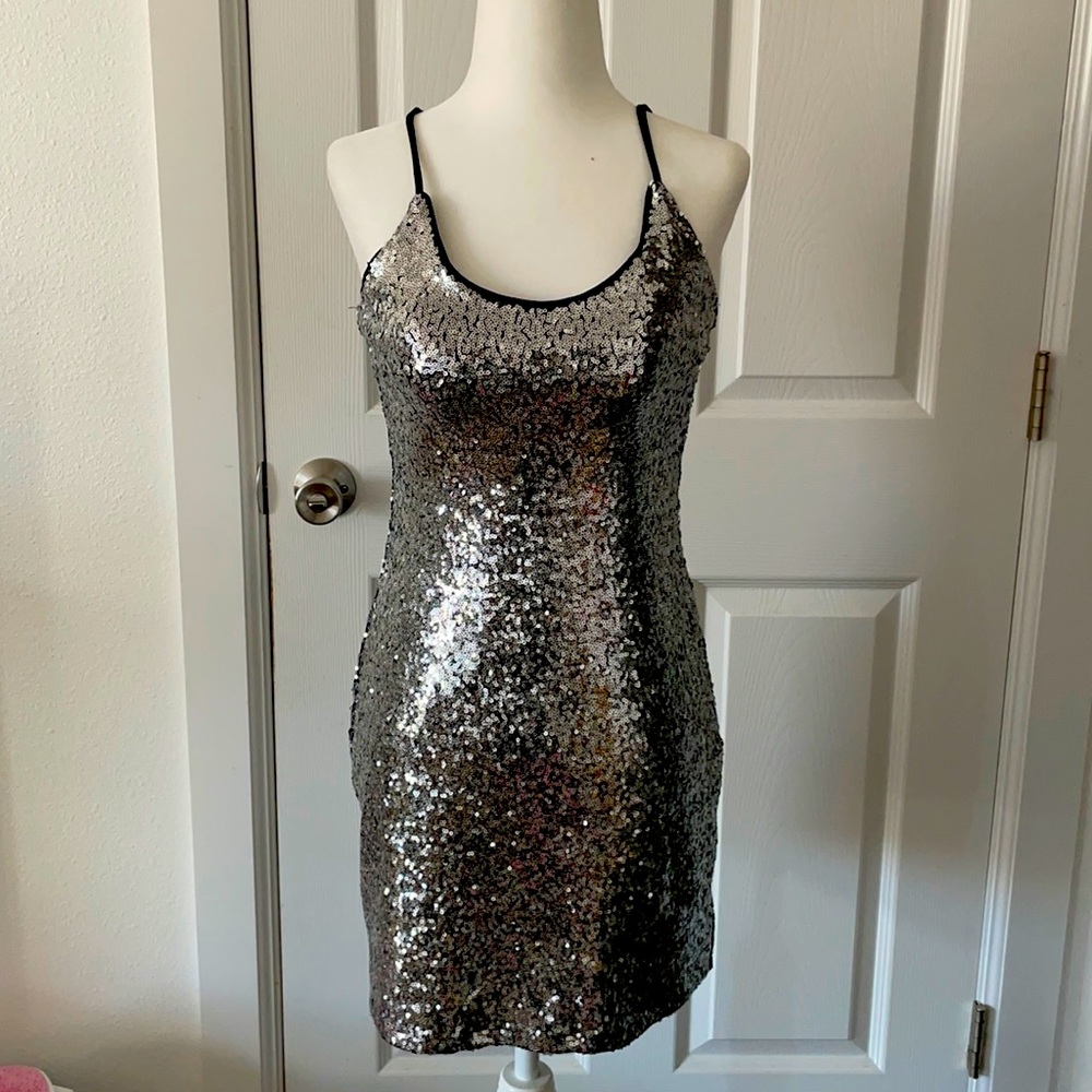 Silver Sequence Dress in Small